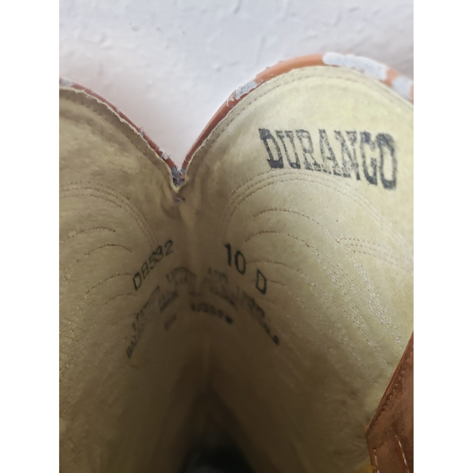 Durango Tan Leather Western Cowboy Boots Pointed Toe Stitched Womens 10D Rodeo