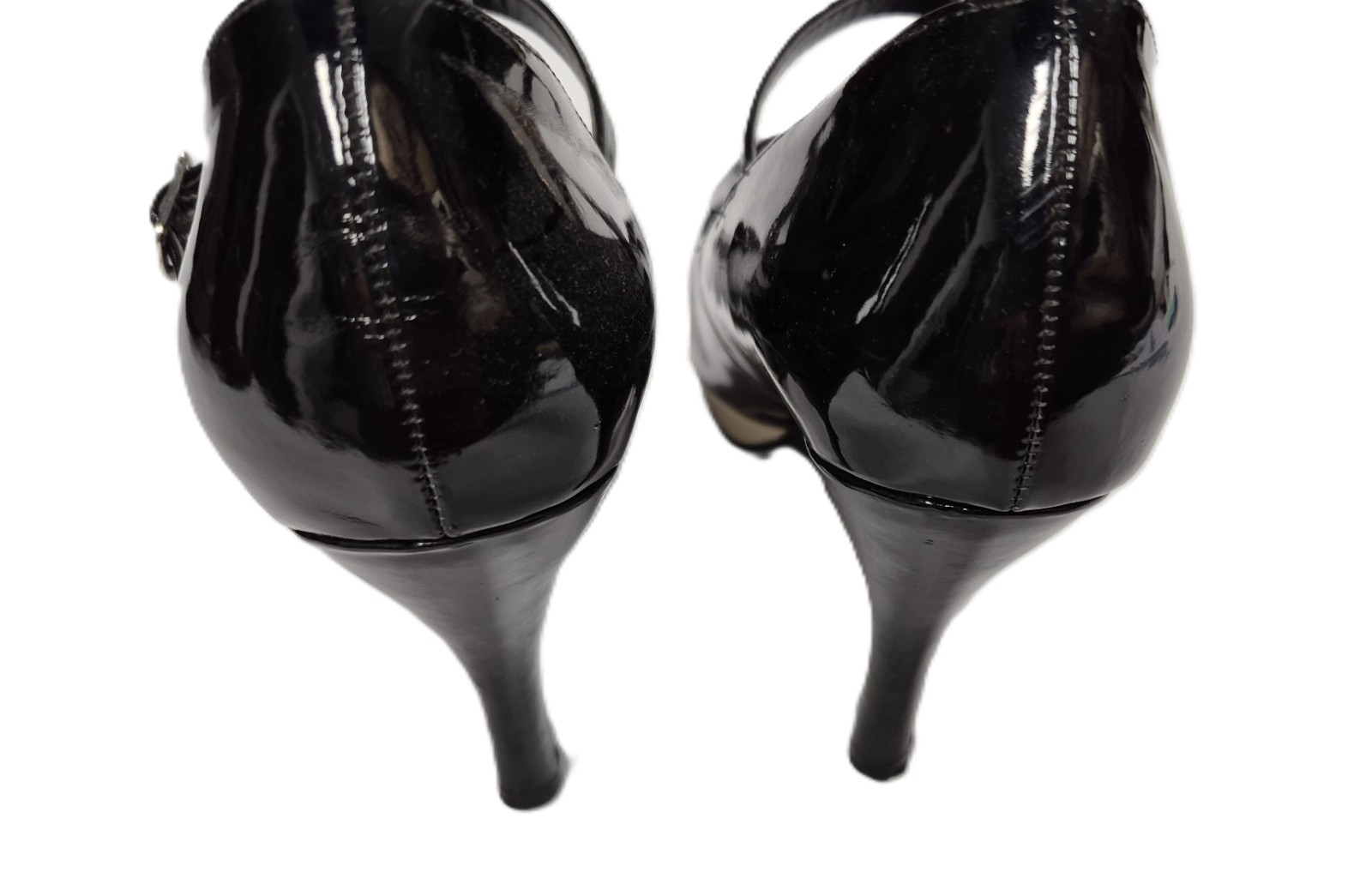 Maurice’s Black & Tan Heels (8.5) Instep-Strap Man-Made 4.25″-Heels