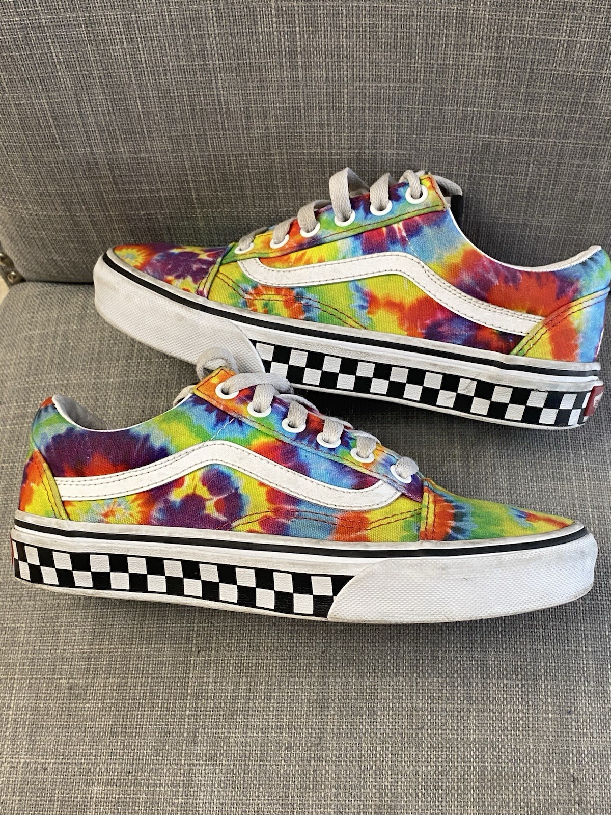 Vans Customs Lace Up Rainbow Tie Dye Skater Shoe Unisex Sz Men 5 Women’s 6.5