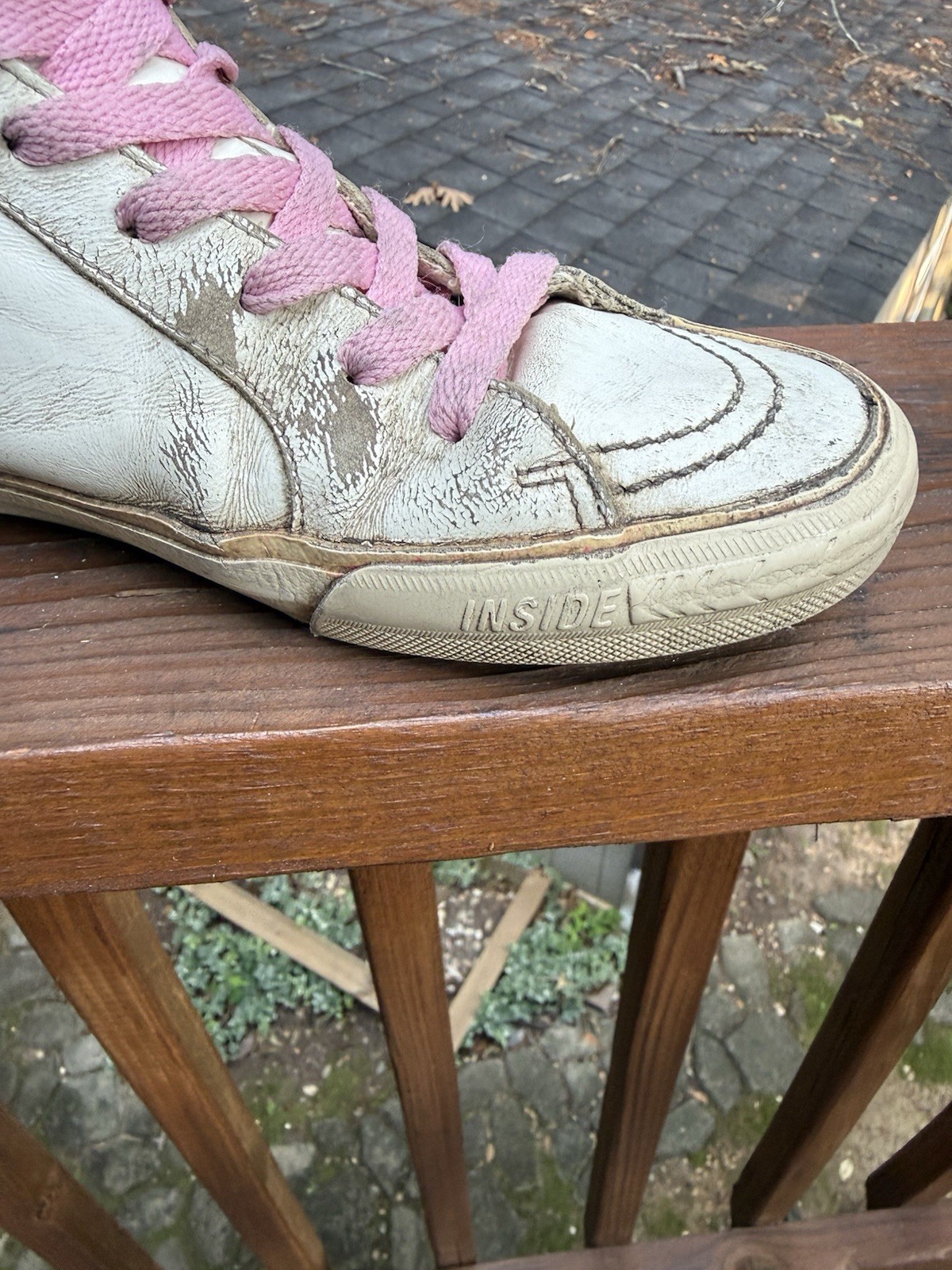 Golden Goose Slide Pink Suede White Canvas Women’s Size EU 38 / US 8