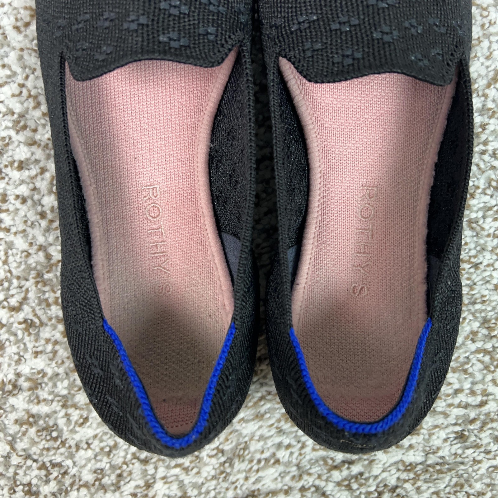 Rothys Shoes Womens Size 8.5 Black The Loafer Knit Flats Round Toe Casual Travel