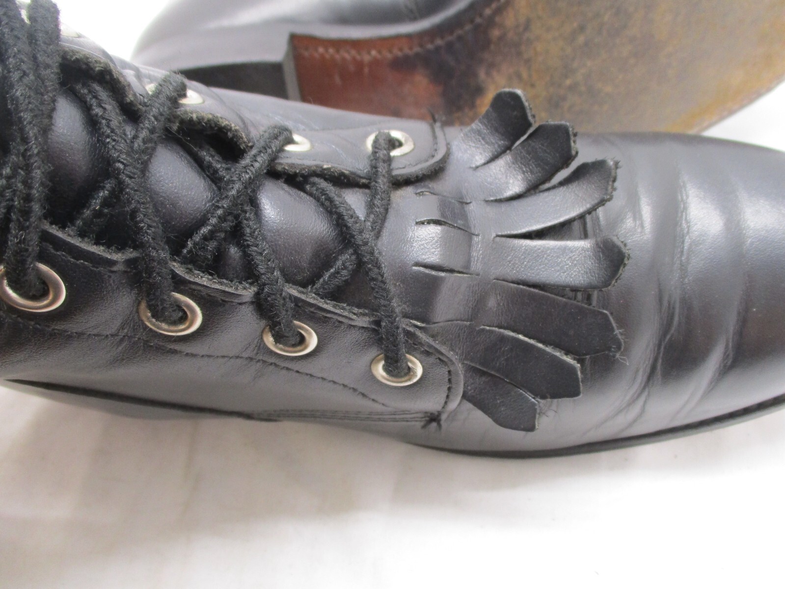 Justin Black Leather Roper Lace Up Womens Ankle Boots Sz 6.5 B Sty L0506 USA