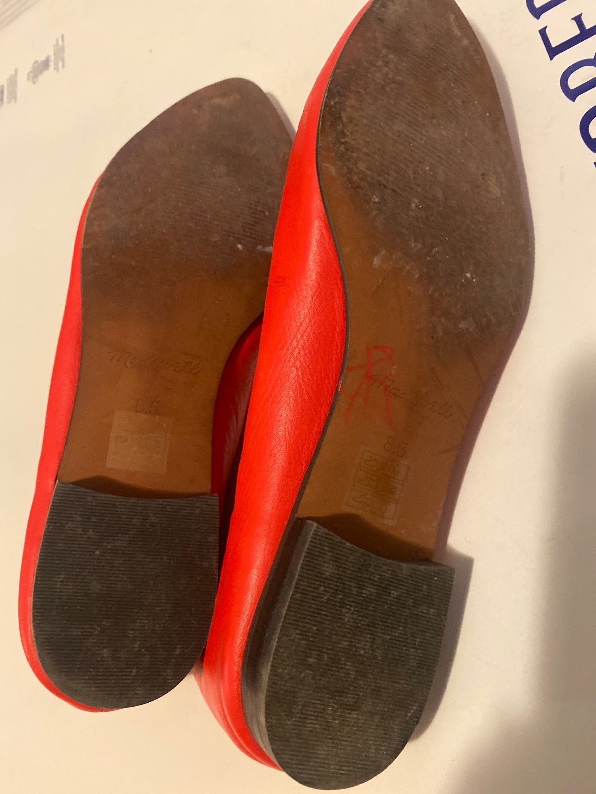 Madewell pointy flats leather orange 8.5 excellent!