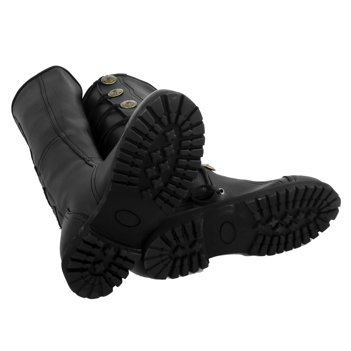 Black Premium Leather Knee-High Renaissance Boots