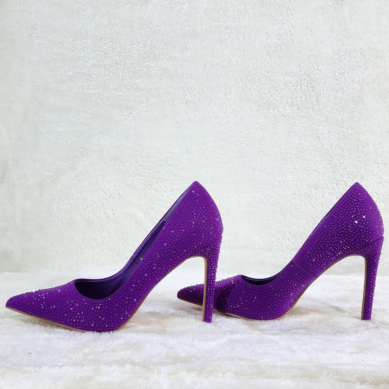 Shock Purple High Heel Stiletto Pumps Rhinestone Evening Party Shoes
