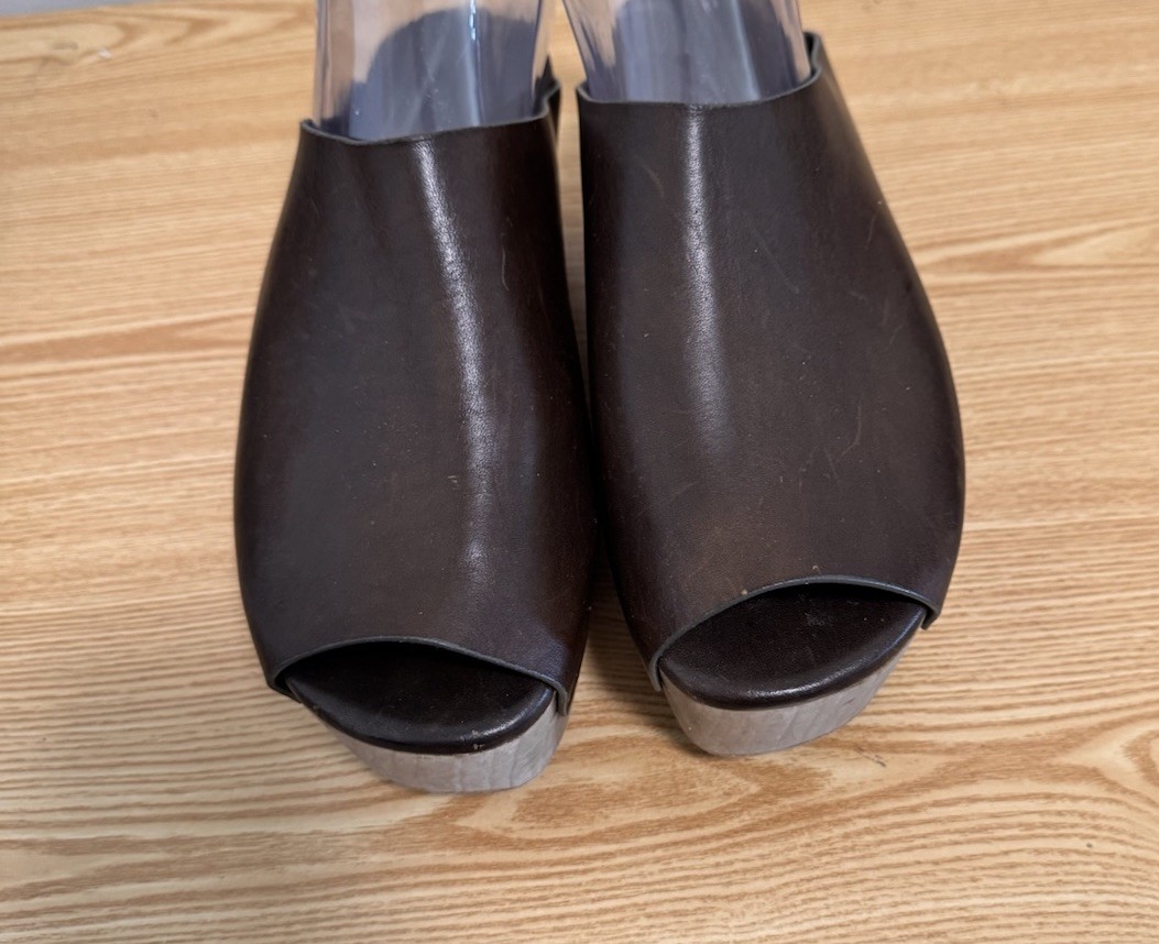 Rick Owens Open Toe Clogs Women Sz EU 39.5 Mule Platform Sabot Brown
