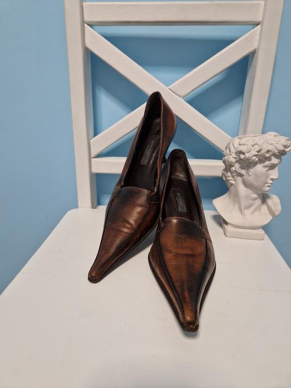 Women Navyboot Heels Brown Leather 37 #B9OI