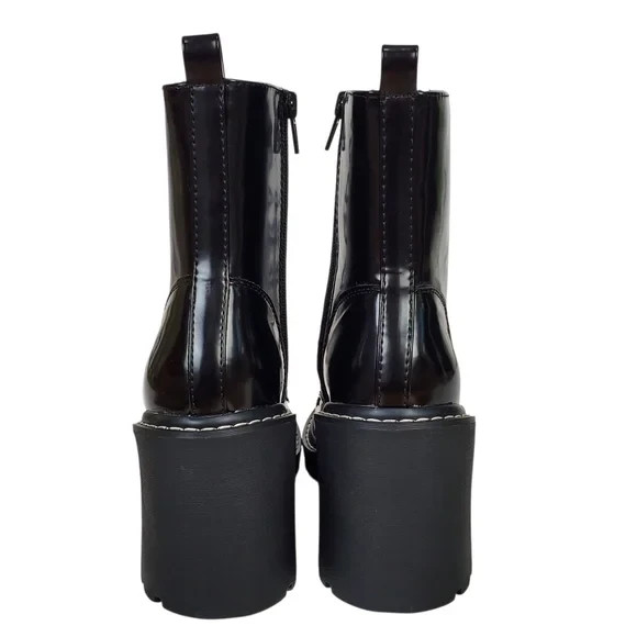 Madden girl Lion block heel platform boots black lace up zip chunky y2k gothic