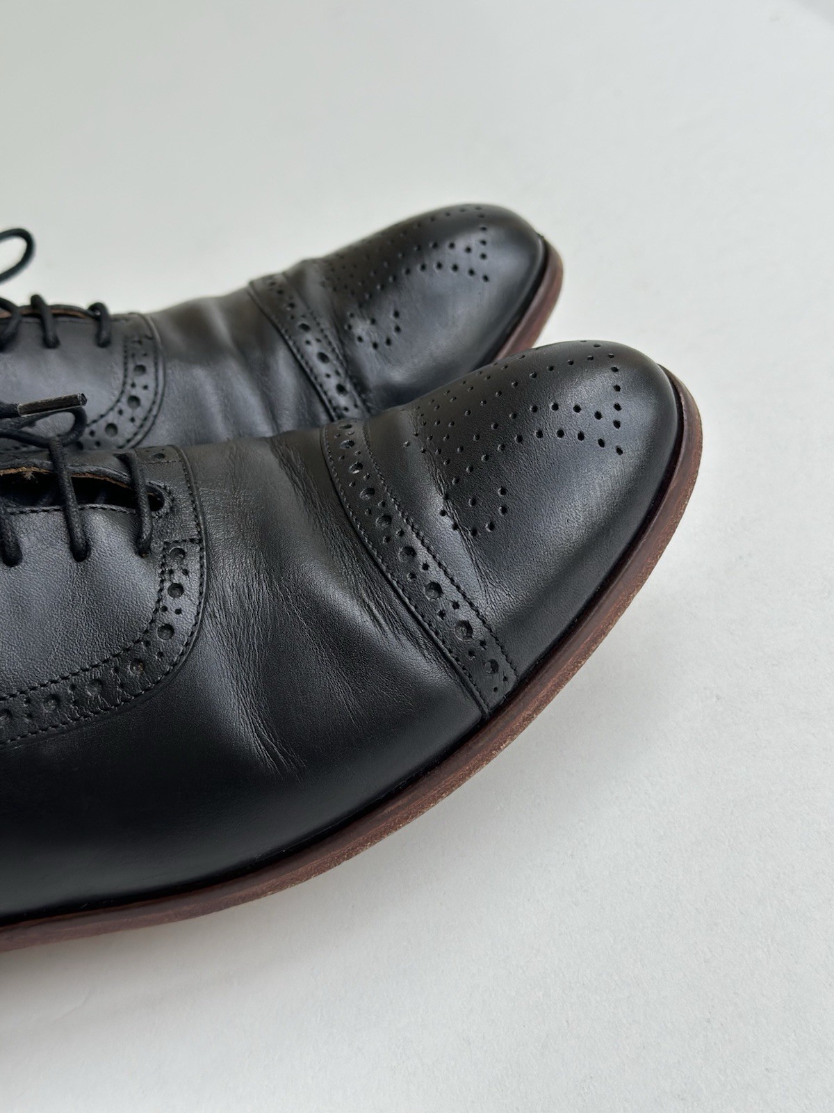 Navyboot Women’s Black Leather Oxford Brogues – Bologna Construction – EU 38