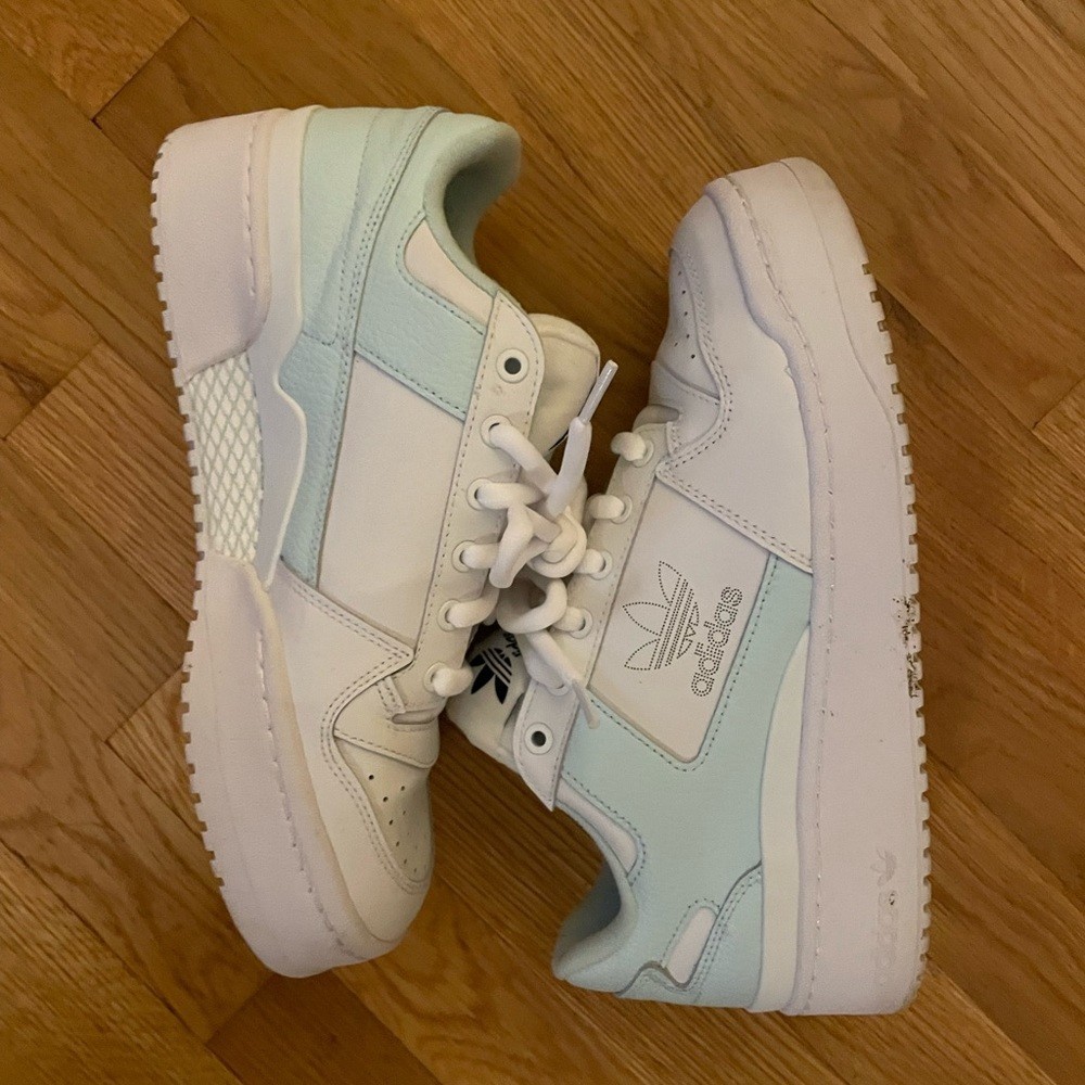 adidas Originals Forum Bold sneakers in white and almost blue (Size 10.5)