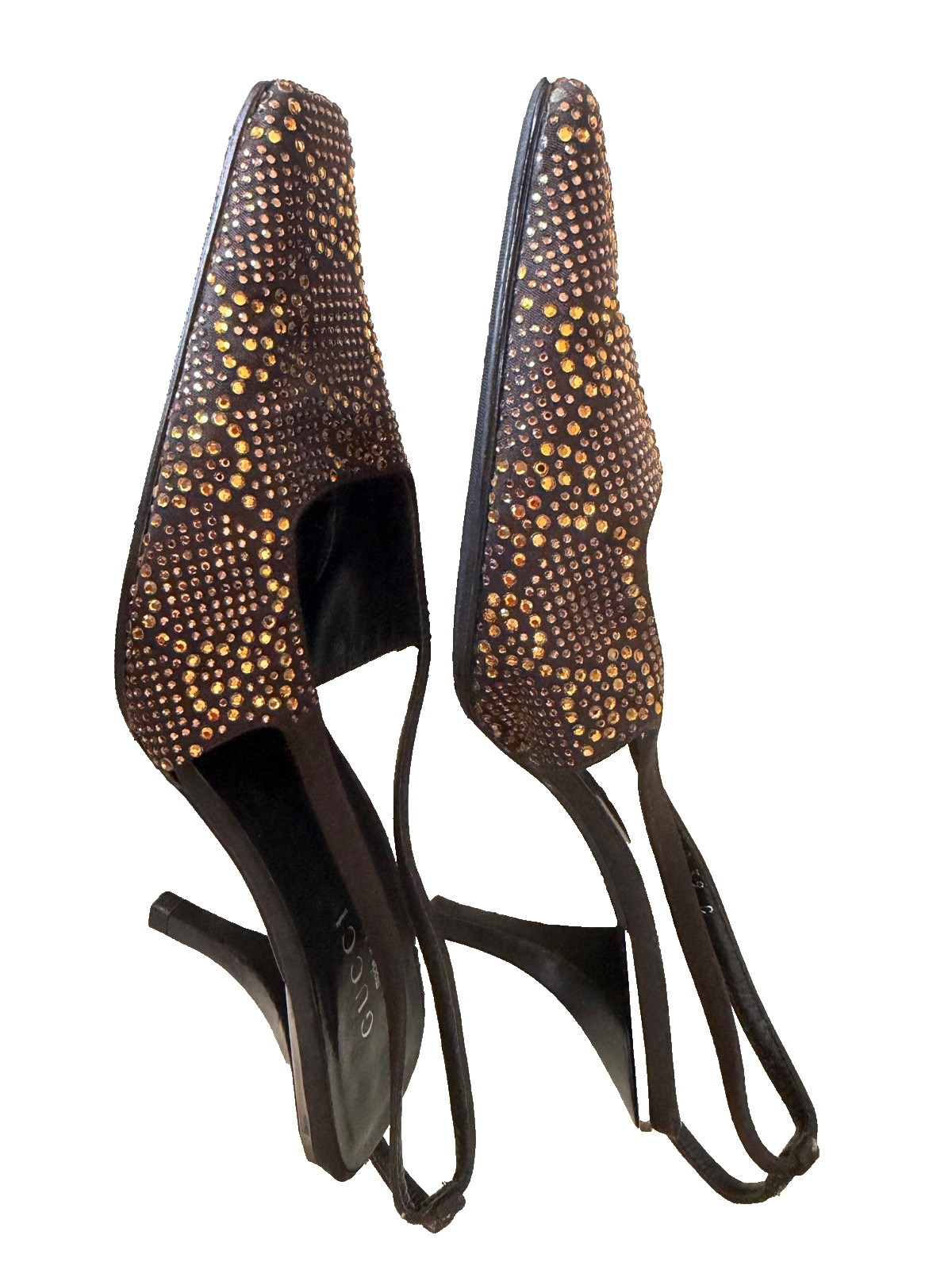 Rare 1998 Vintage Runway Gucci Tom Ford Swarovski Slings Crystal Shoes 39 US 9
