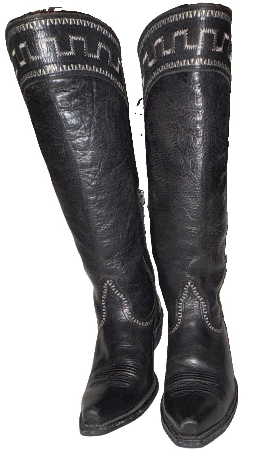 Ariat Women’s Black Leather Knee High Western Boots Zip Pointed Toe 8.5B