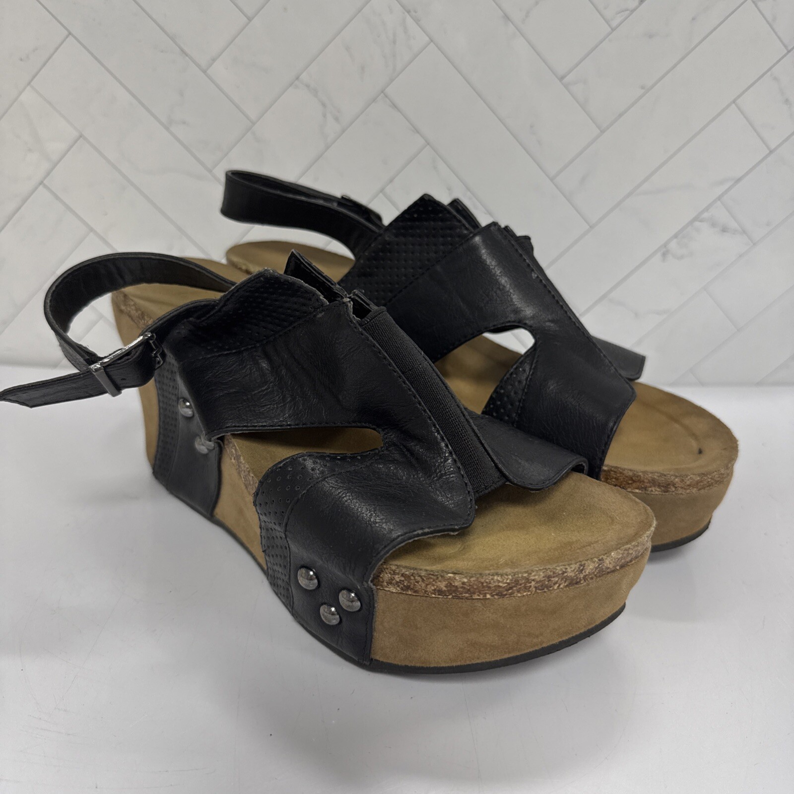 Pierre Dumas Women’s Hester-18 Sexy Strappy Wedge Sandals Black Size 9