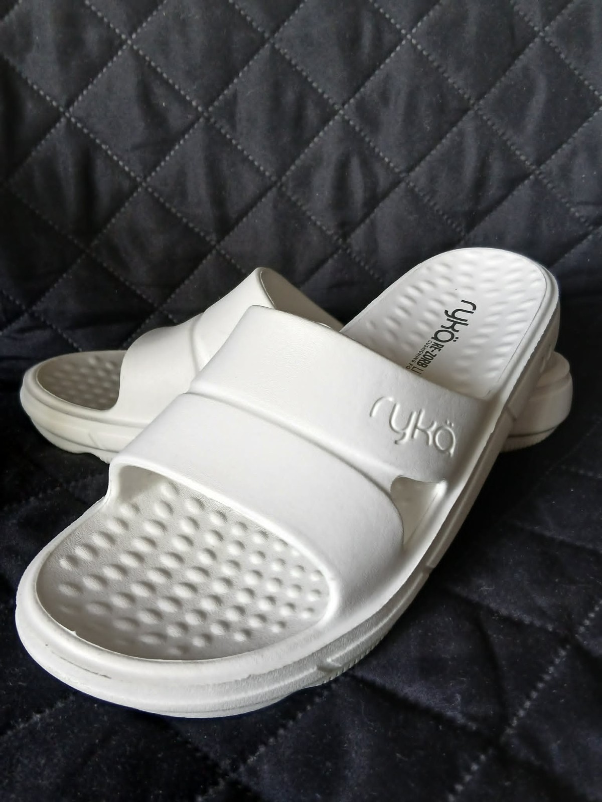 Ryka Ultimate Recovery Molded Slide Sandals Restore Slide White