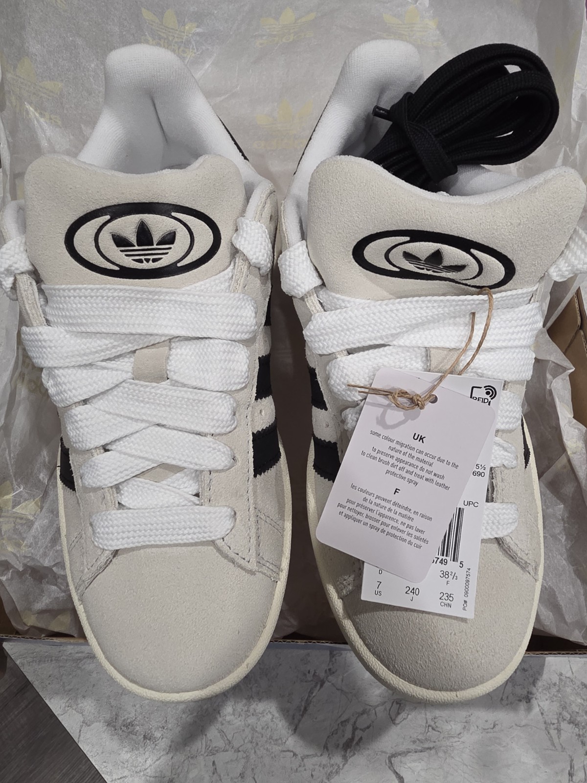 adidas Campus 00s Low Top Sneakers Crystal White/Core Black Suede Lace Up GY0042