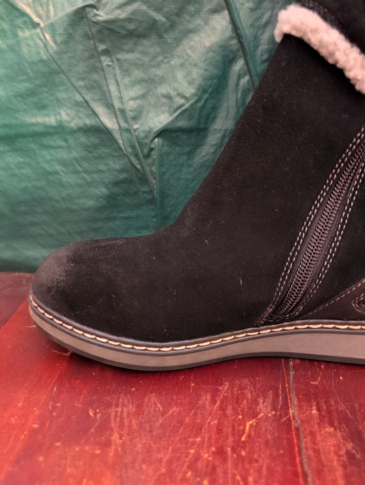 White Mountain Teague Black Suede Winter Boots Womens Size 7M Fleece Lined