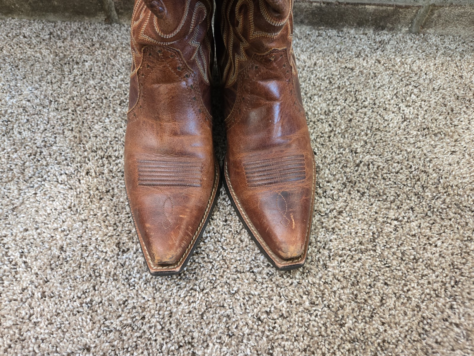 Ariat ATS Brown Leather Western Cowboy Boots Womans Sz 9.5B 10005908 Snip Toe