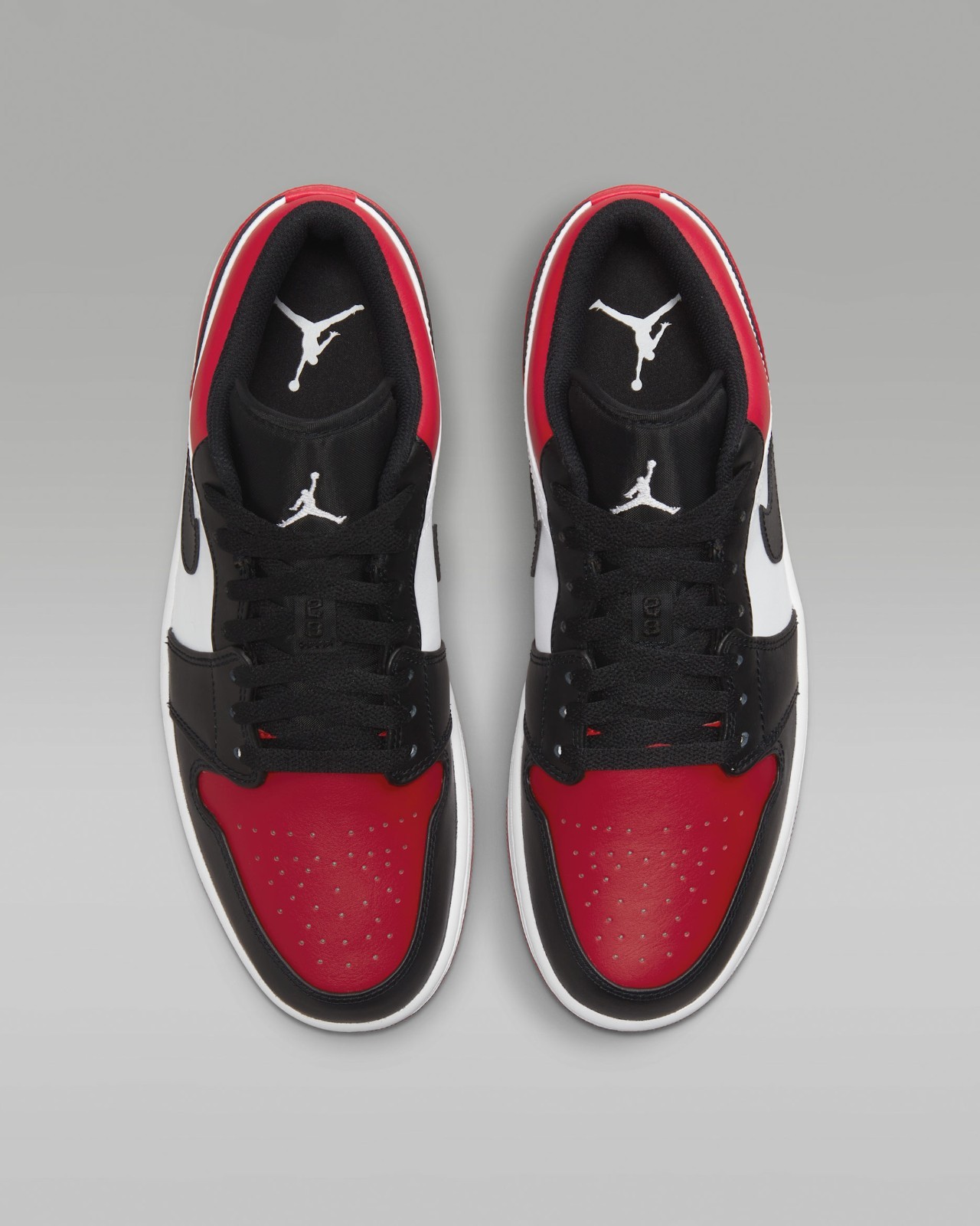 with box AIR JORDAN Mens 1 Low WhiteBlackVarsity RedWhite Size 10 G2U