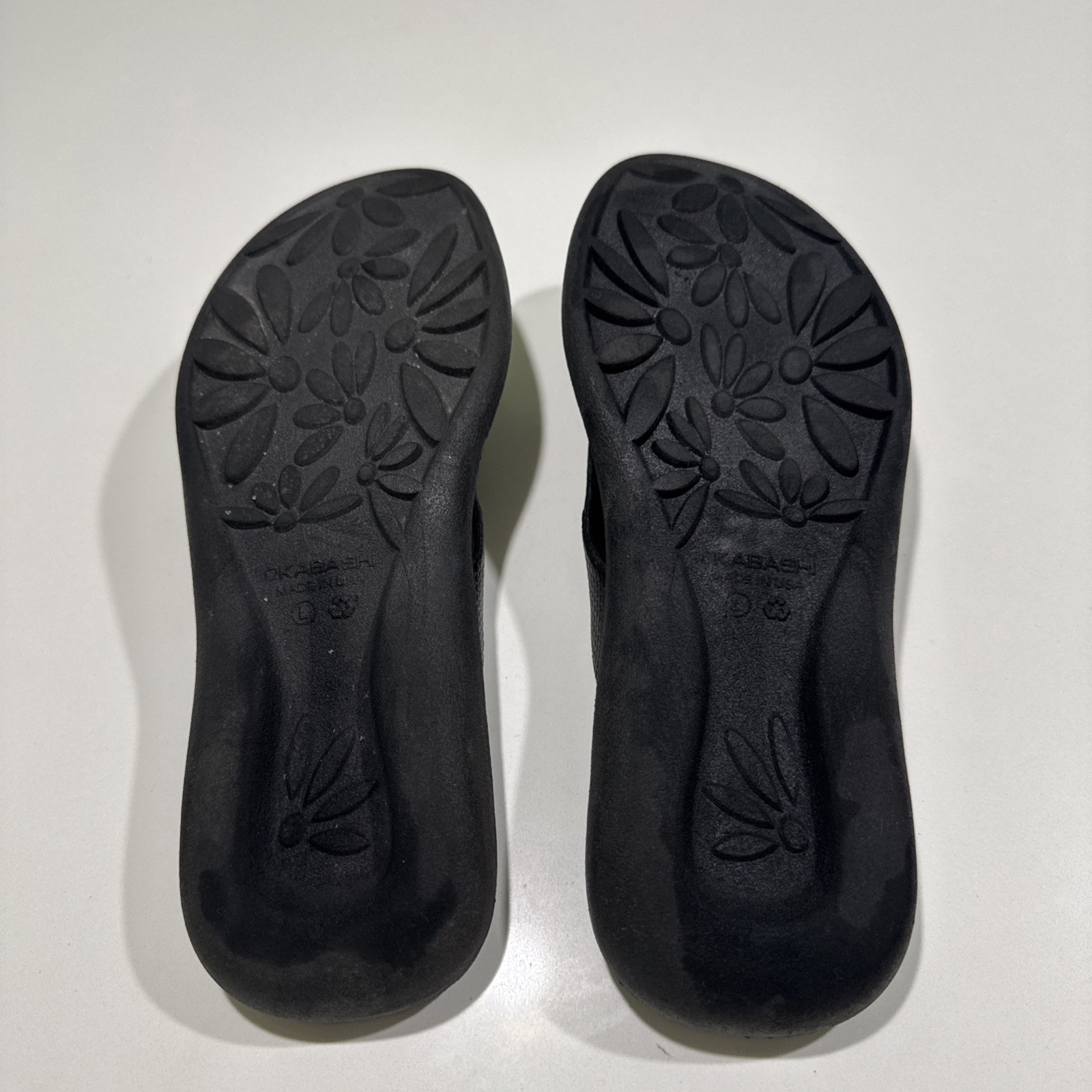Okabashi Maui Sandals Women L 9-10 Flip Flop Black USA Orthopedic Comfort Arch