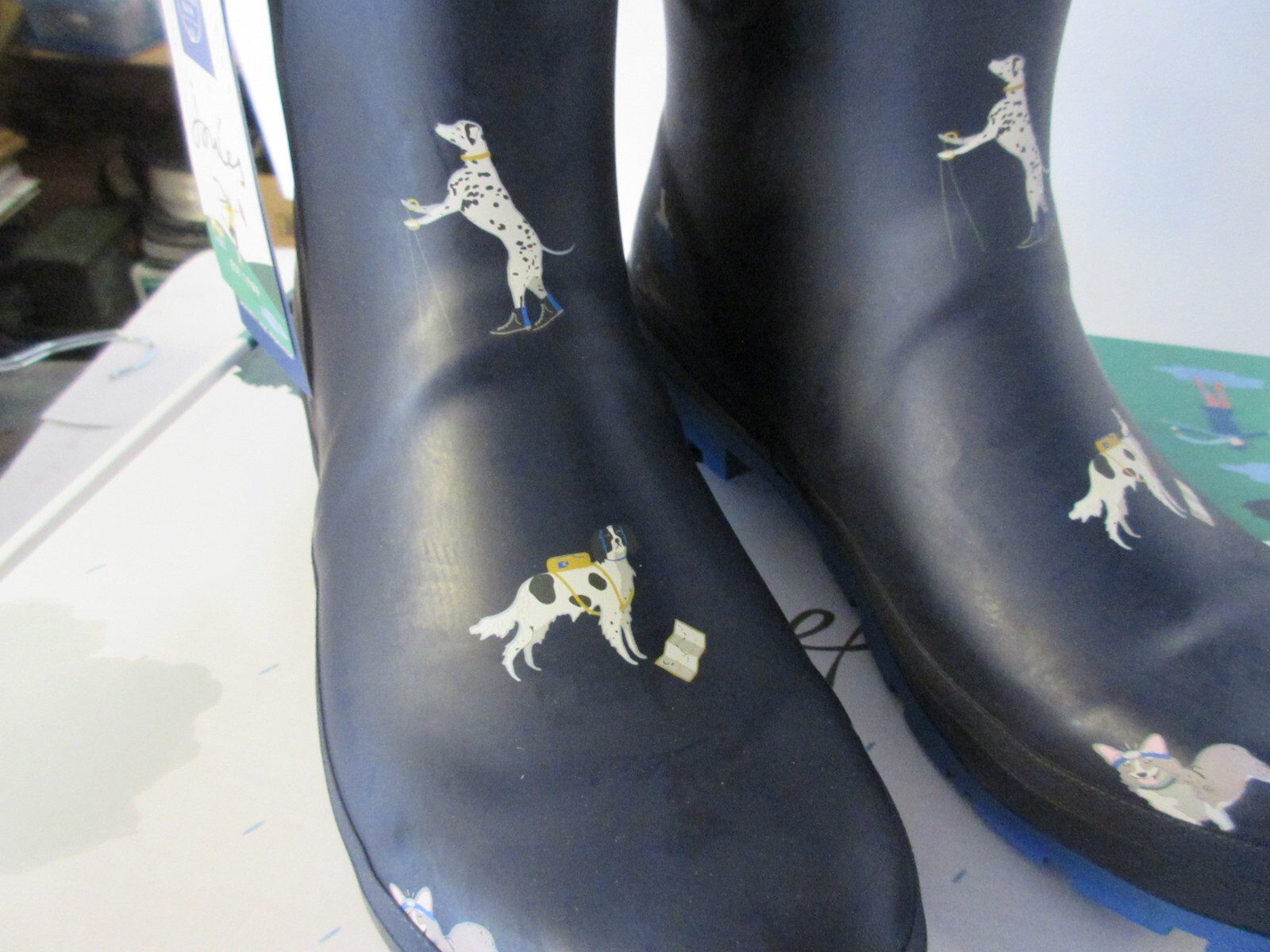Joules Womens waterproof rain boots 216564 Molly Welly Navy Dogs
