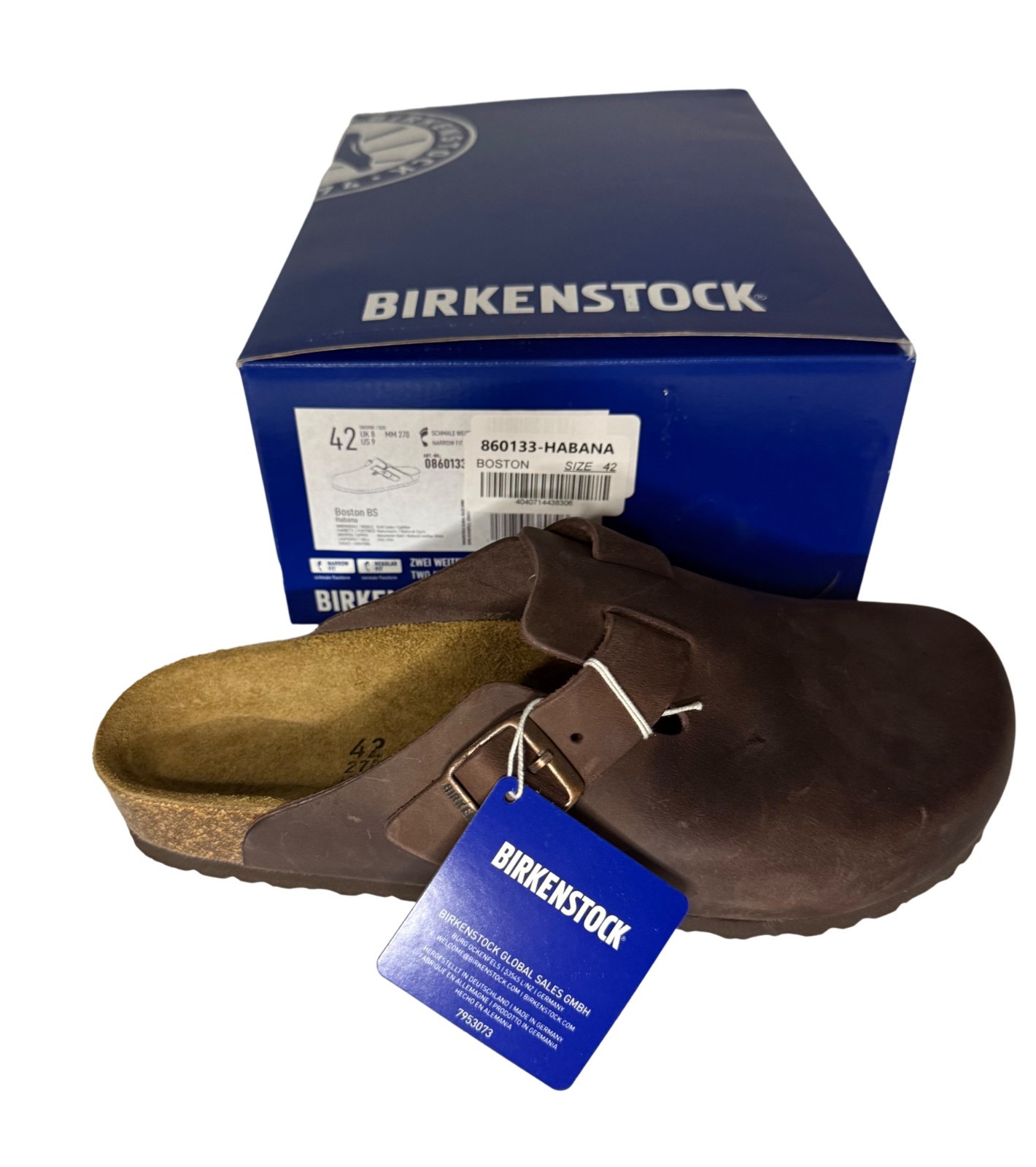 New with tags Birkenstock Boston clogs size 42. Brown leather.