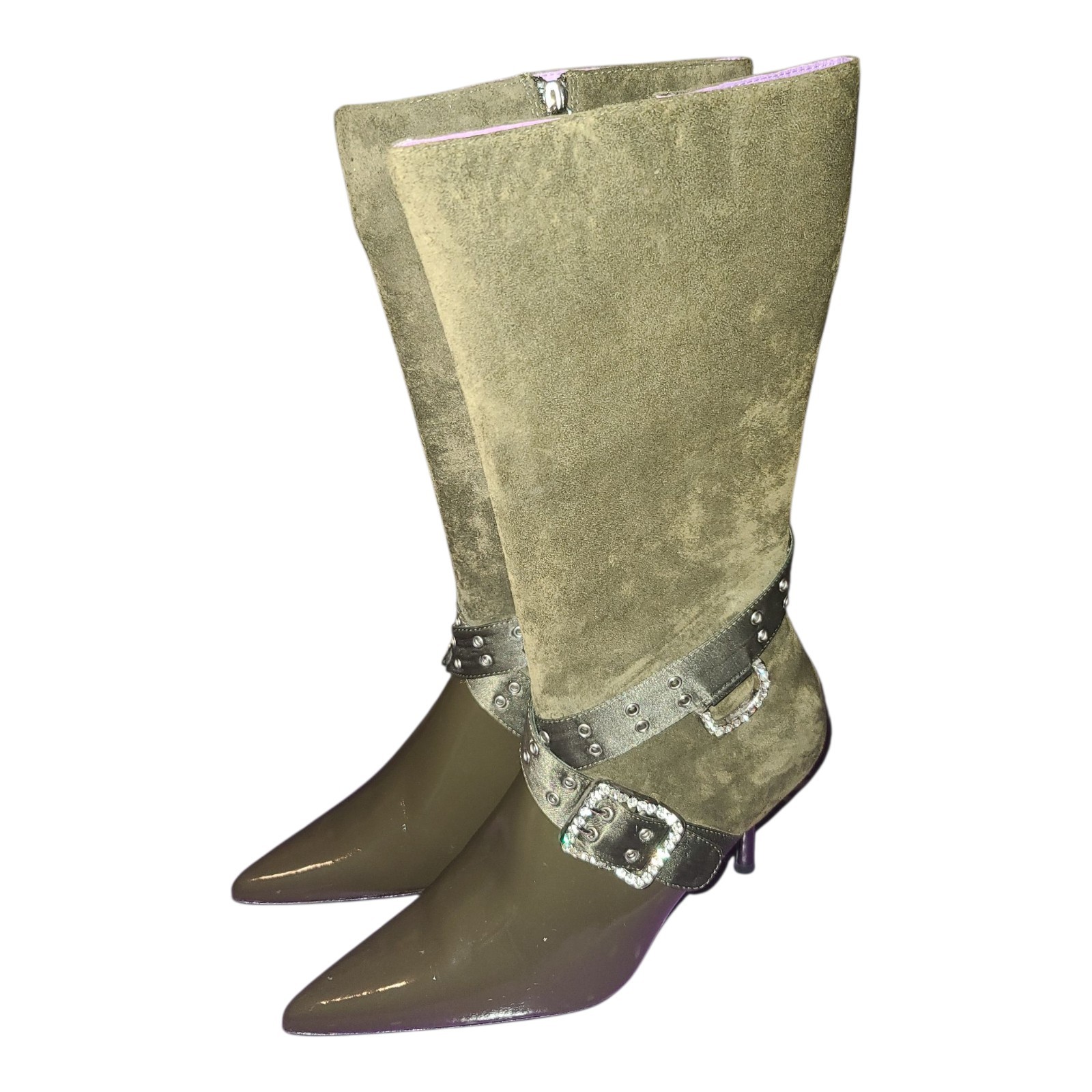 Suzanne Somers Collections Purple Bottom Suede Boots Women’s 7 Zip Up