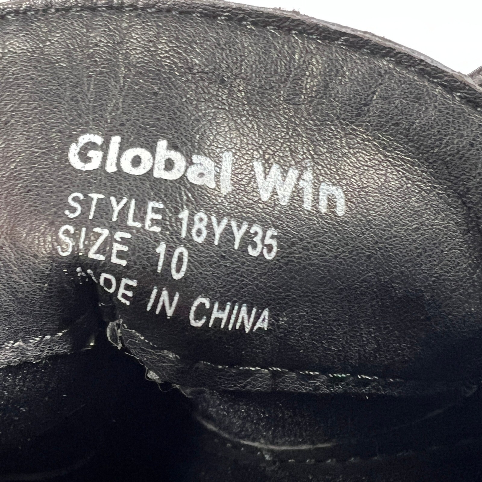 Global Win Black Ankle Boots Size 10 Lace Up Combat Chunky Gothic Zip Buckle