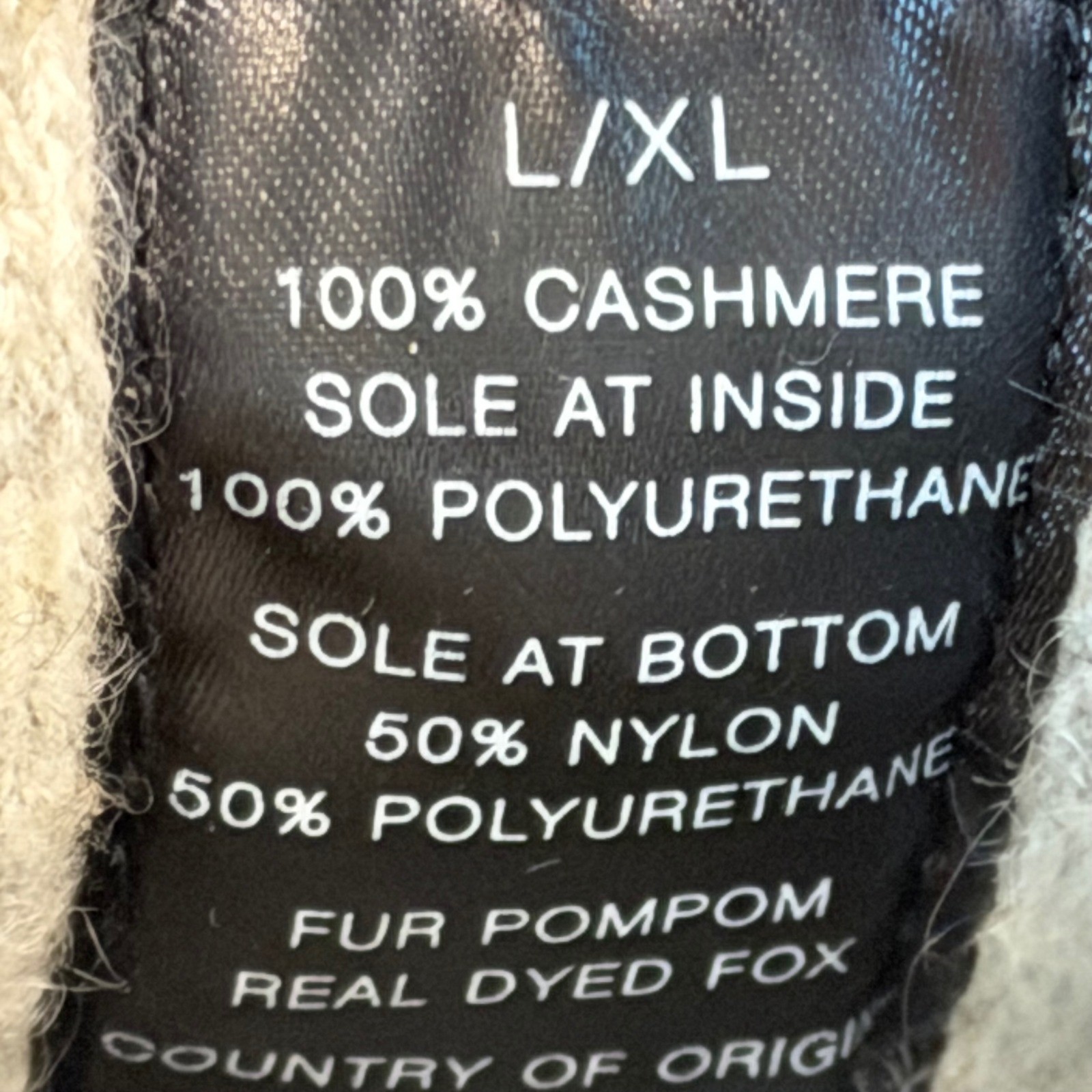Naked Cashmere Women Grey Cashmere Fox Fur Pompom Mule Slippers L/XL