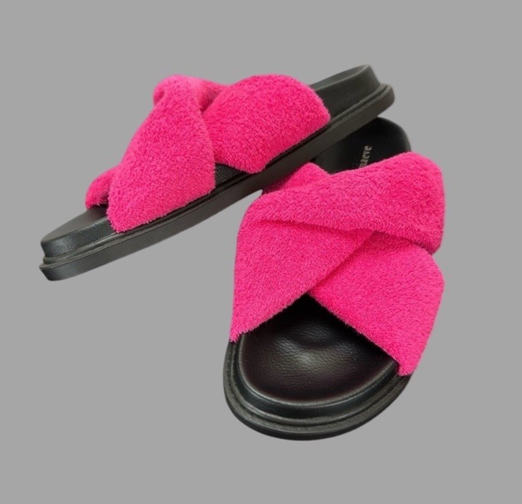 Size 8-New Anthropologie Maeve Terry Slide Sandals In Pink & Black