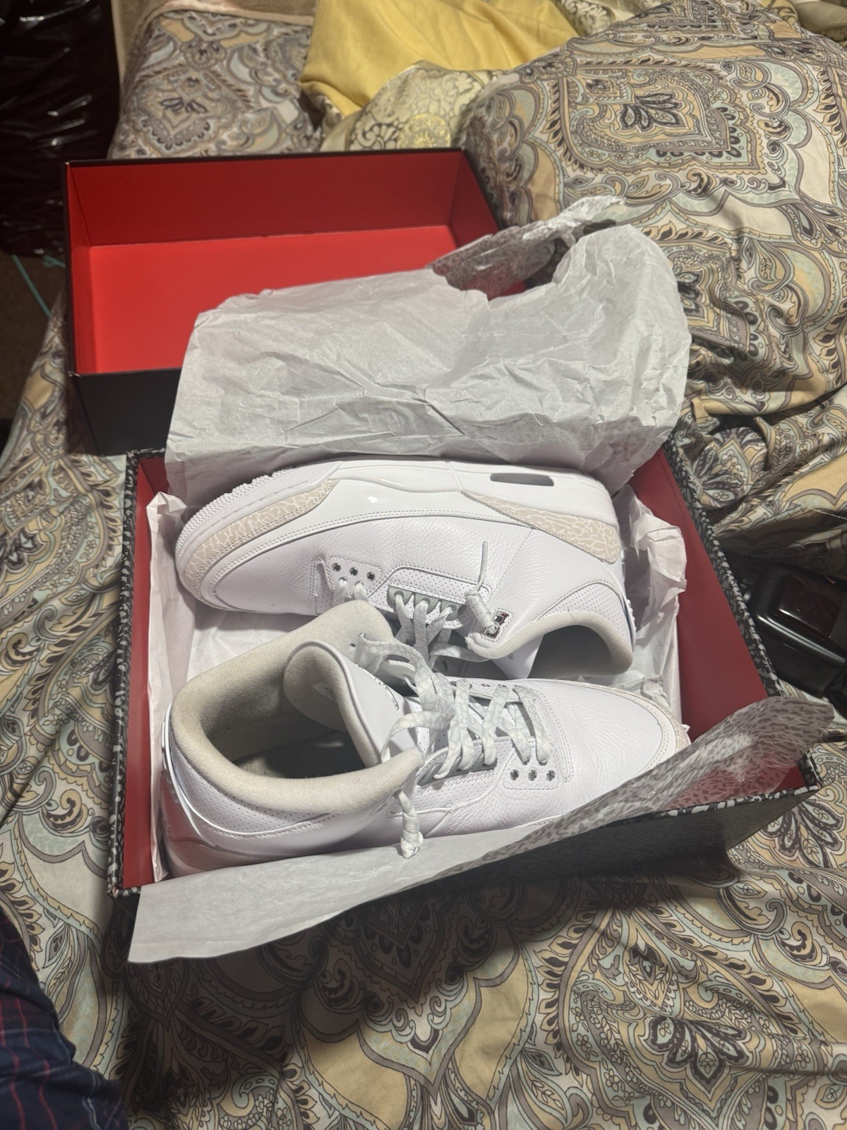 Air Jordan 3 Retro White/metallic Silver-white Blanc/Blanc/Argent Metallique