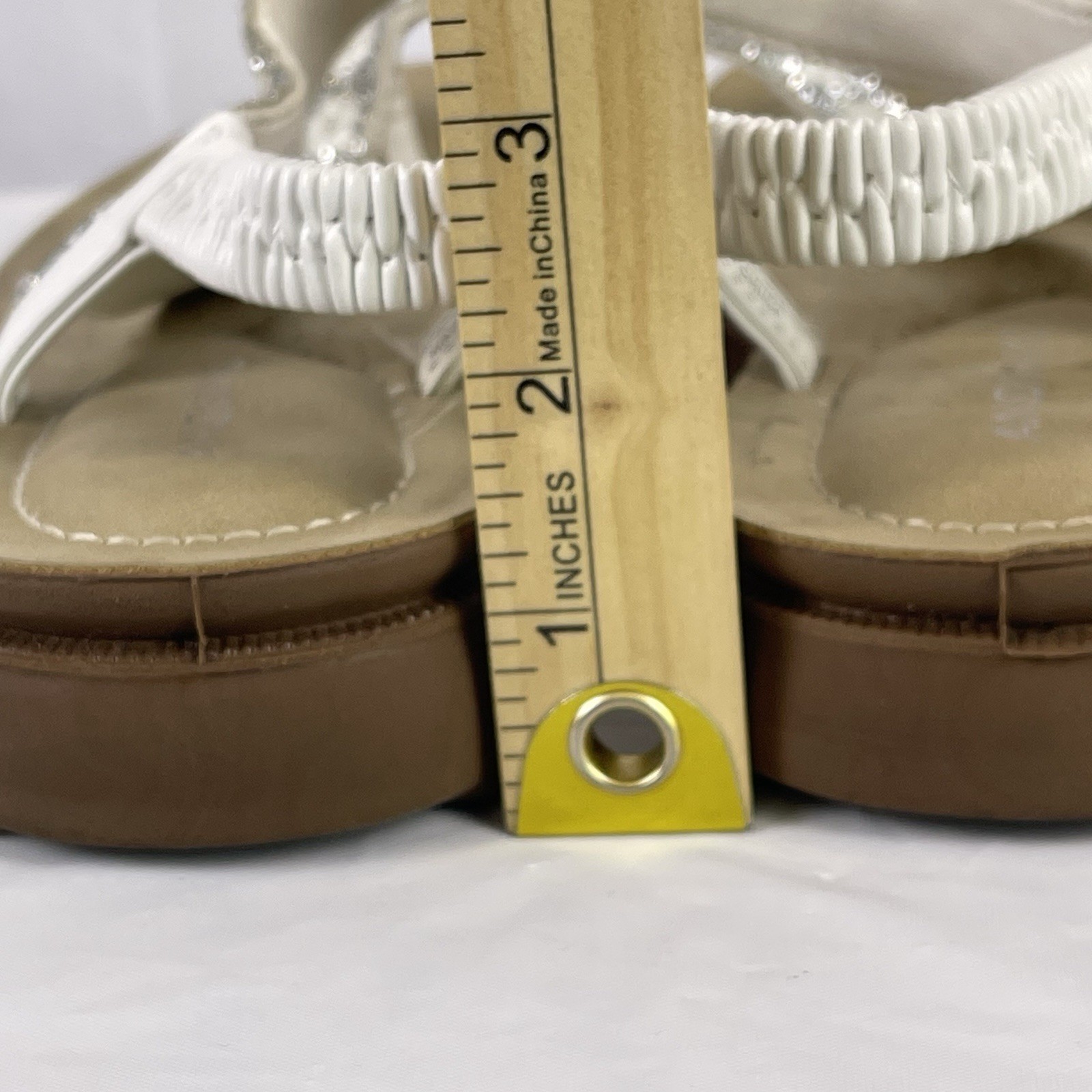 Andiamo Women Sandals 8M White Beaded Rhinestone Slingback Comfort Flat