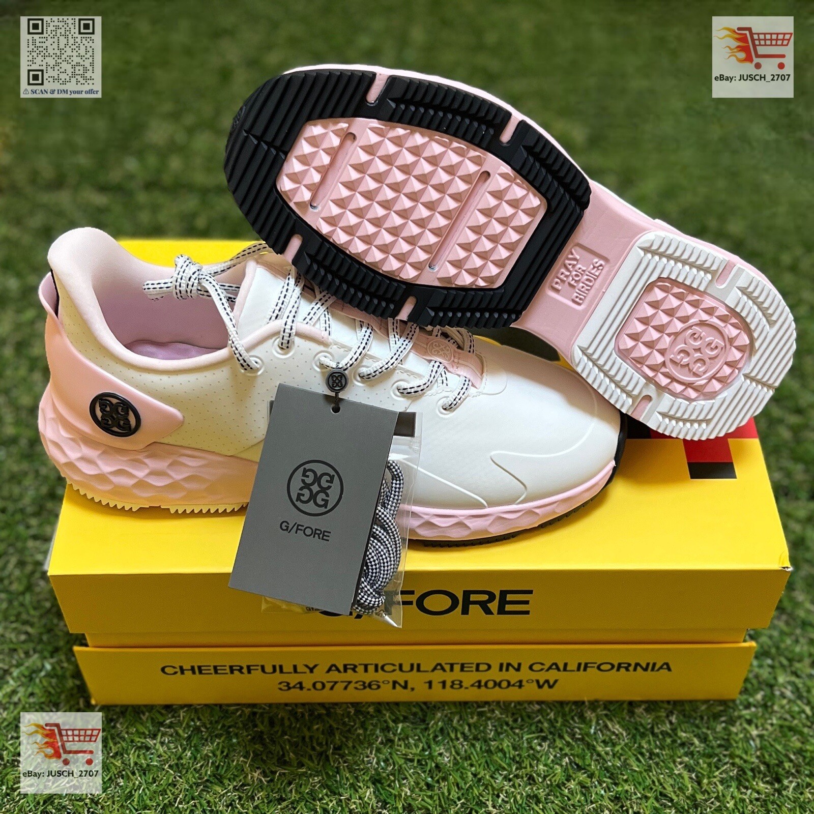 G/FORE GFORE MG4+ Limited Solid Golf Shoe Sneaker ⛳️ LADIES 6.5 White Pink Block