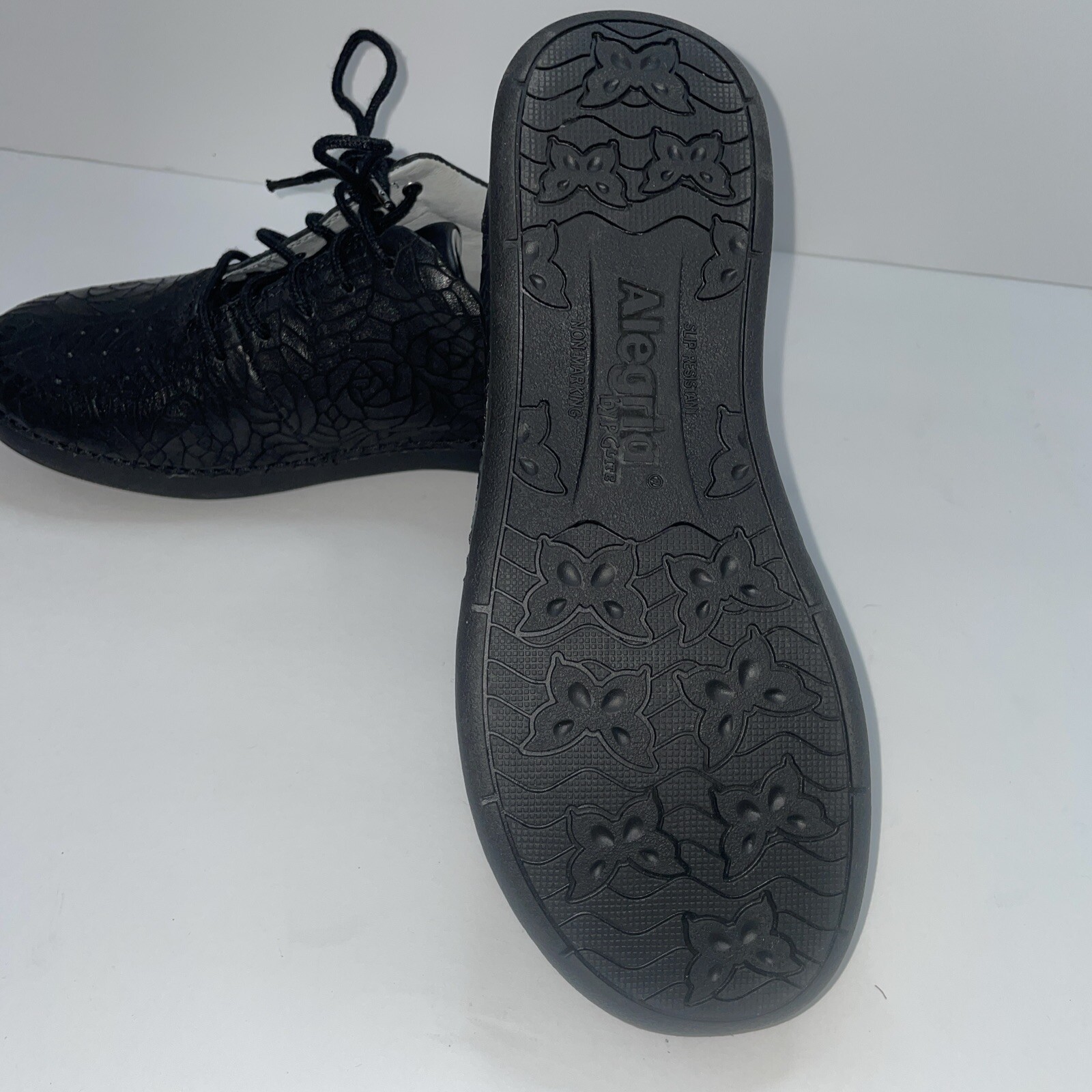 ALEGRIA Essence Leather Sneaker Shoes Women Size US 6.5 EU 36 Black Rose ESS-586