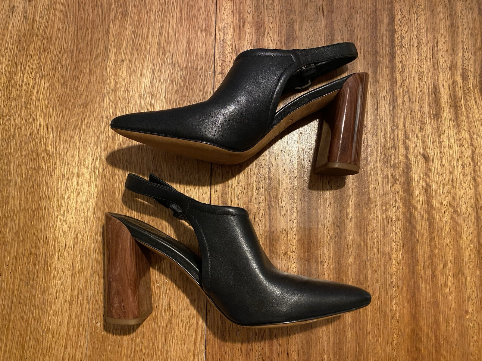 Vince Womens Pyra Black Leather Slingback Heels Shoes 7 Medium (B,M) BHFO 0644