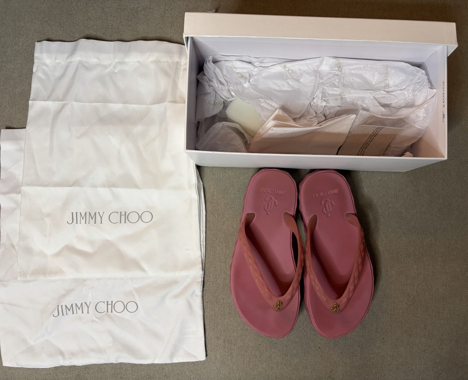 Jimmy Choo Sandals Pink Leather Women 36 With Box