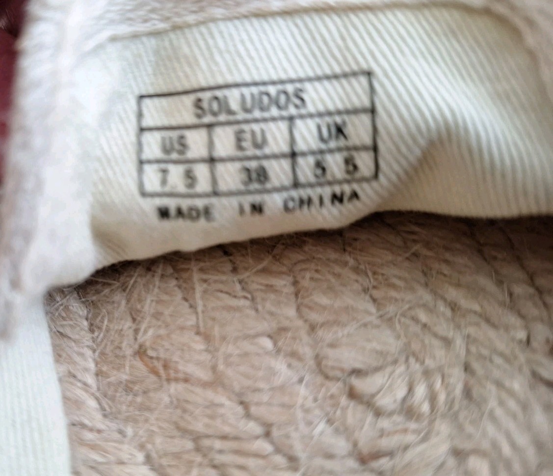 Mary Matson Soludos Sz 7.5 EU 38 UK 5.5 Lobster Crab Beige Canvas Espadrille