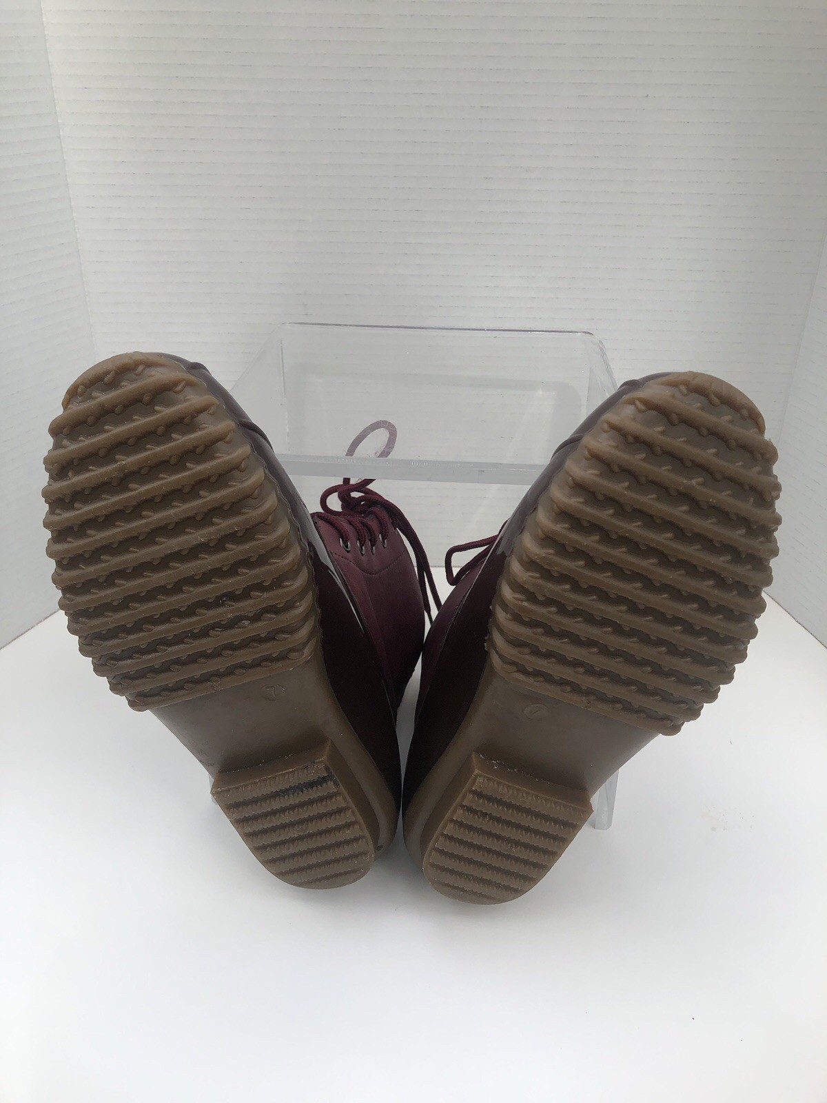 Charles Albert Women’s Vegan Leather Burgundy/Brown Weatherproof Boots Size 7