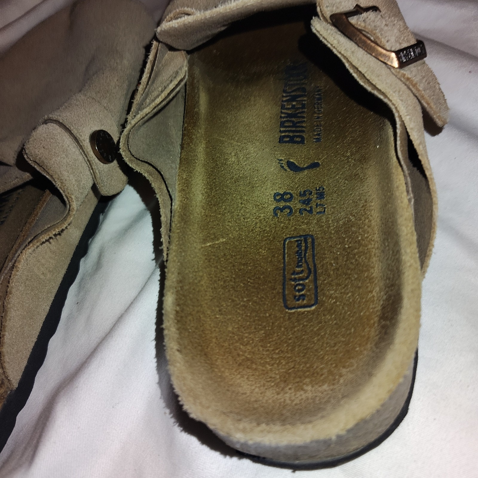 birkenstock sandals women 38 boston soft footbed taupe beige rounded toe