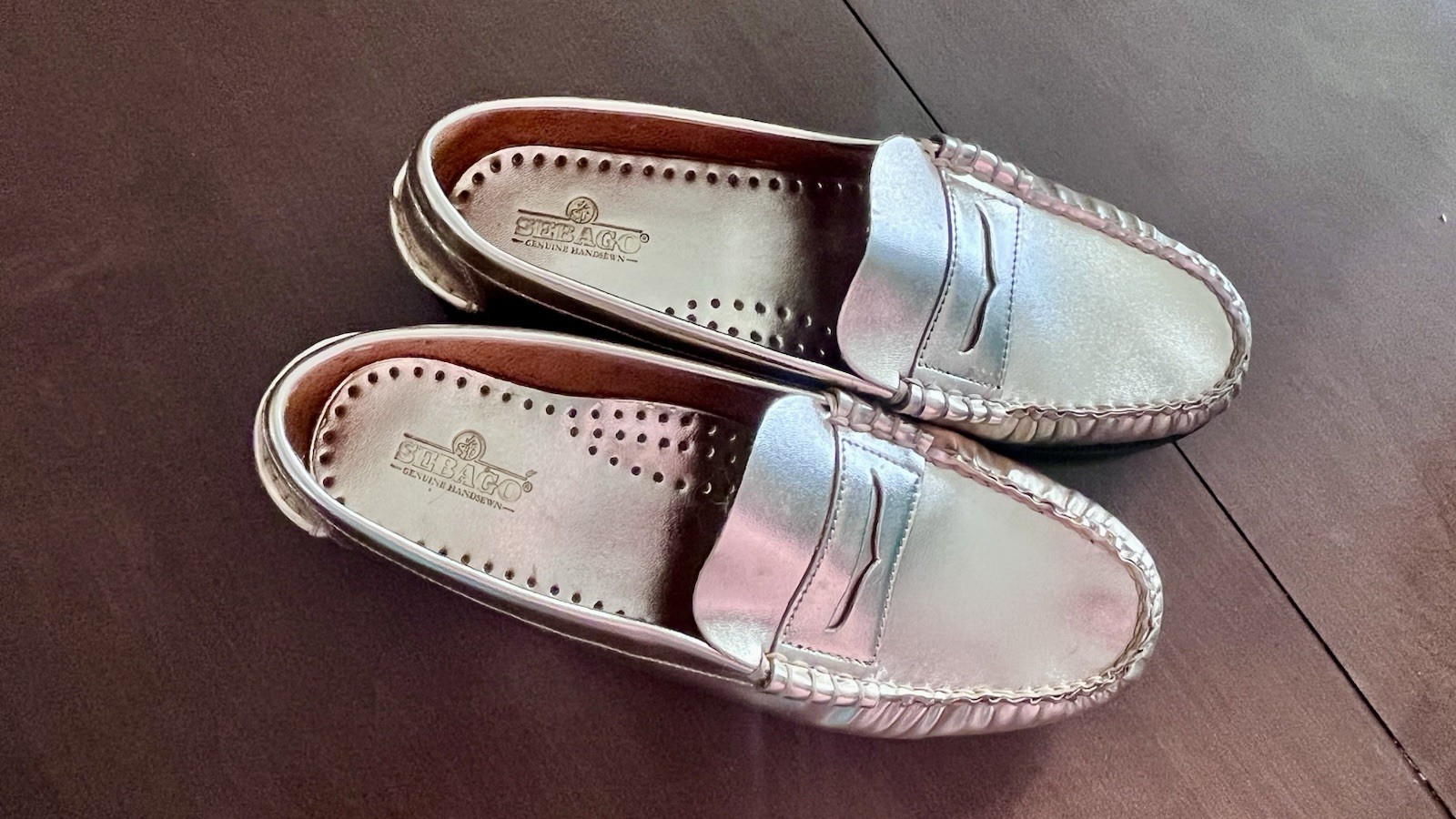 Women’s Sebago Dan Gold Metallic Leather Loafers size 9.5!!
