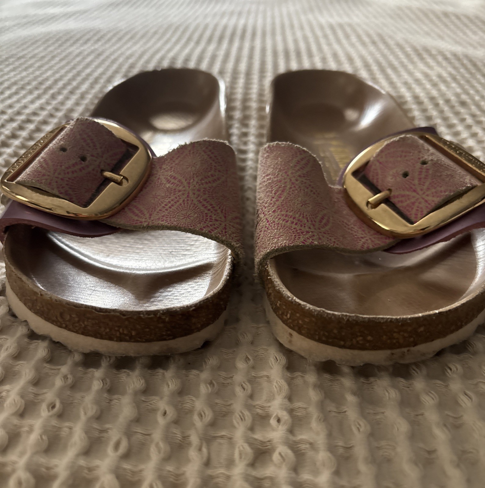 Birkenstock Madrid Gold Big Buckle Pink Lavender Leather Sandal Size 36 Germany
