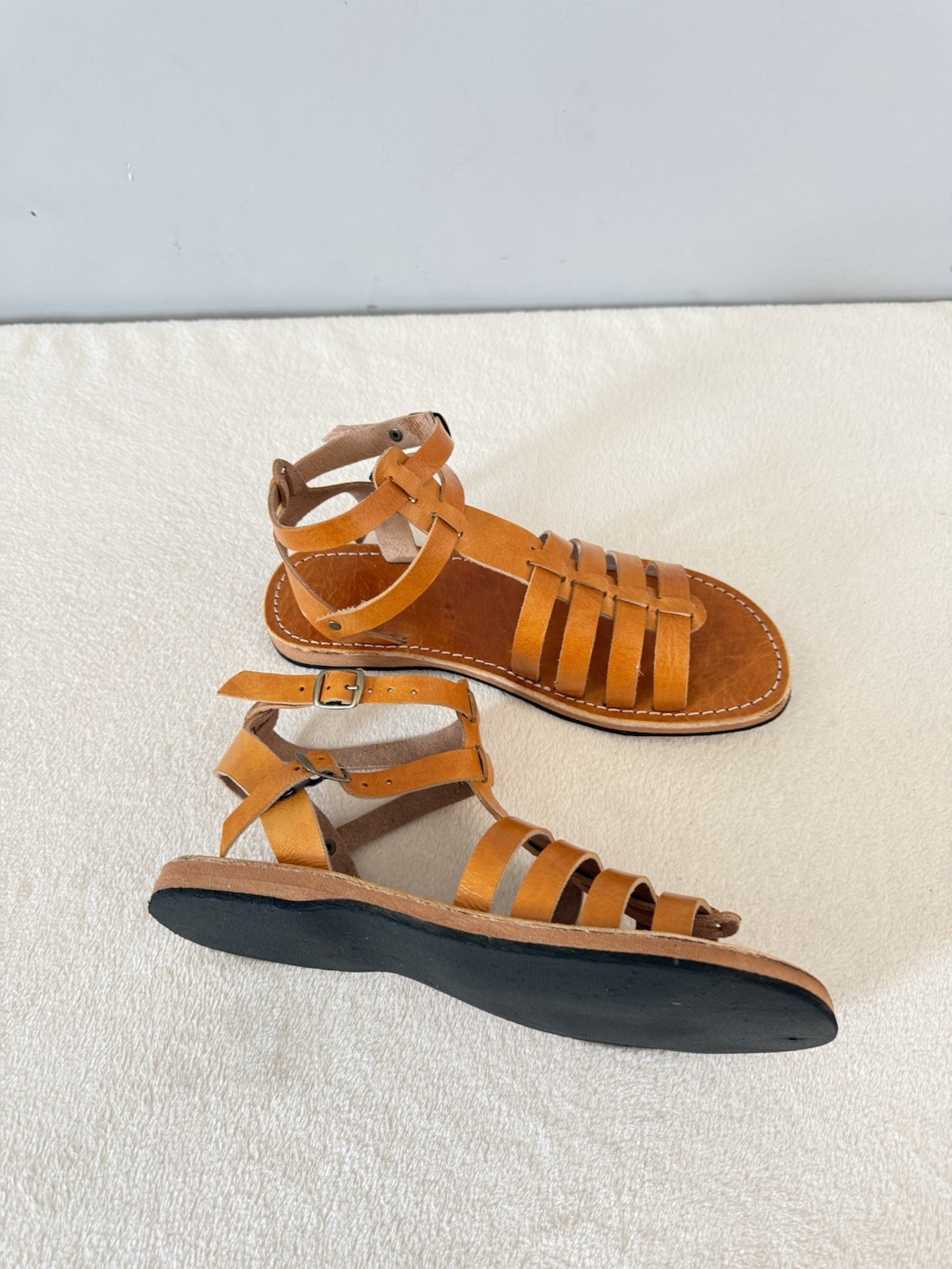 Handcrafted Genuine Leather Women’s Sandals – Five-Strap Cognac | 100% Handmade