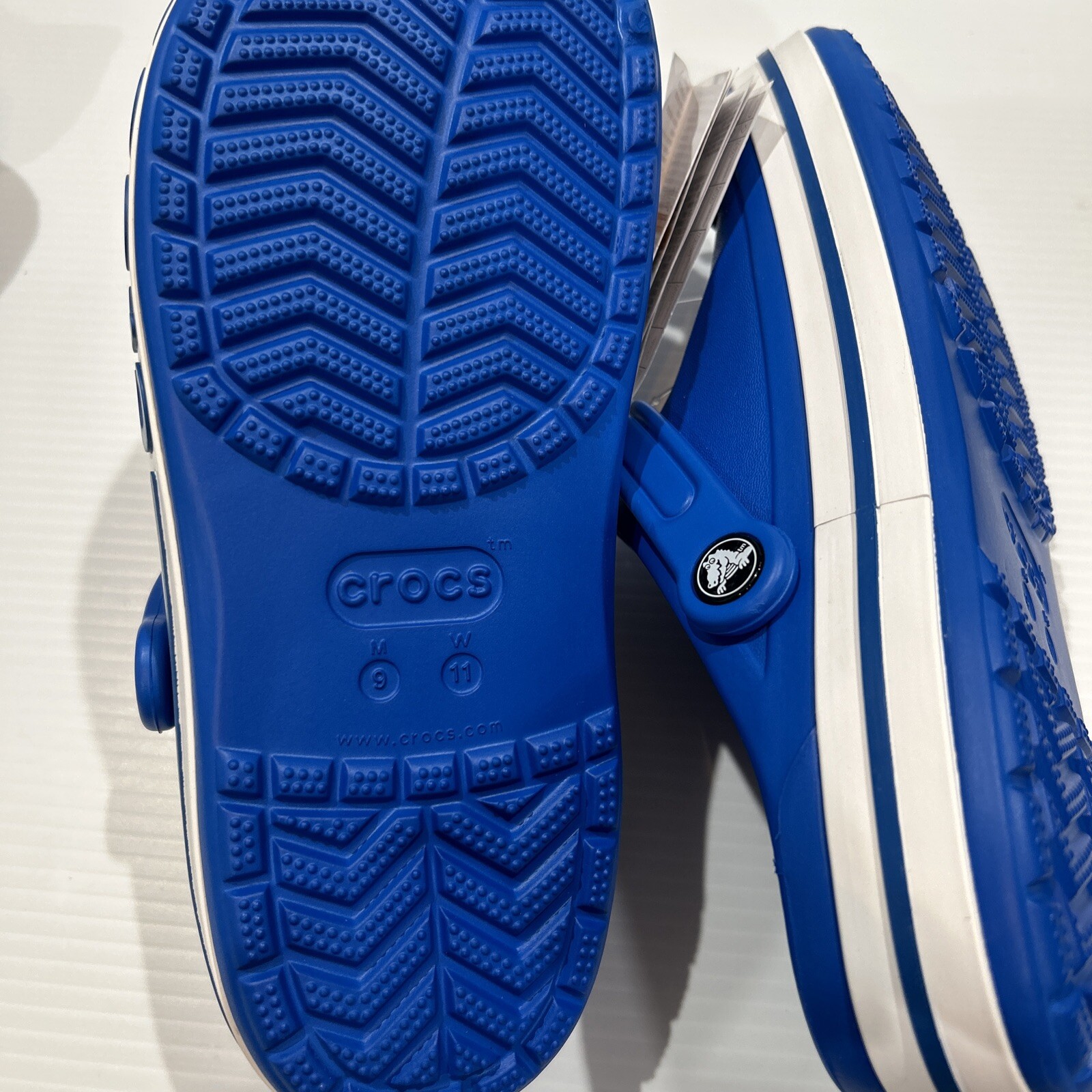 Crocs Croc Baya Band Blue Slip On Clogs Men’s 9 Women’s 11 Iconic Comfort Shoes
