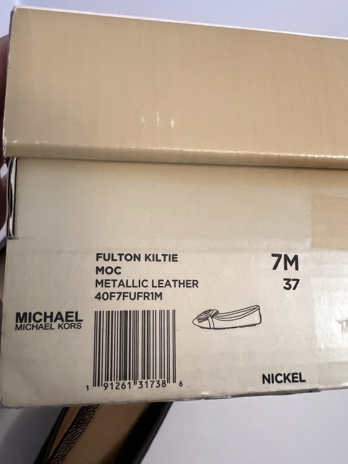 MICHAEL KORS Fulton Kiltie MOC Metallic Leather Logo Moccasins Flats Women’s 7
