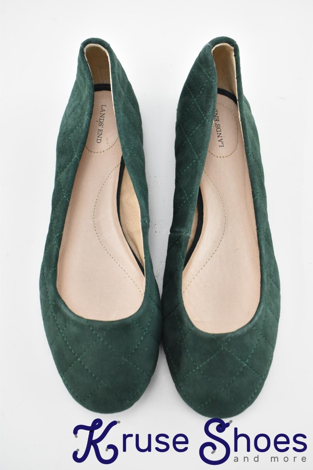 Lands End Women’s Quilted Ballet Flats «Deep Pine» Size 6.5D