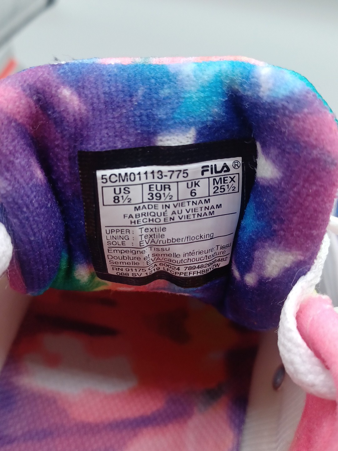 Fila Shoes Womens 8.5 Platform Rainbow Tie-Dye Panache Sneakers 5CM01113-775 VGC