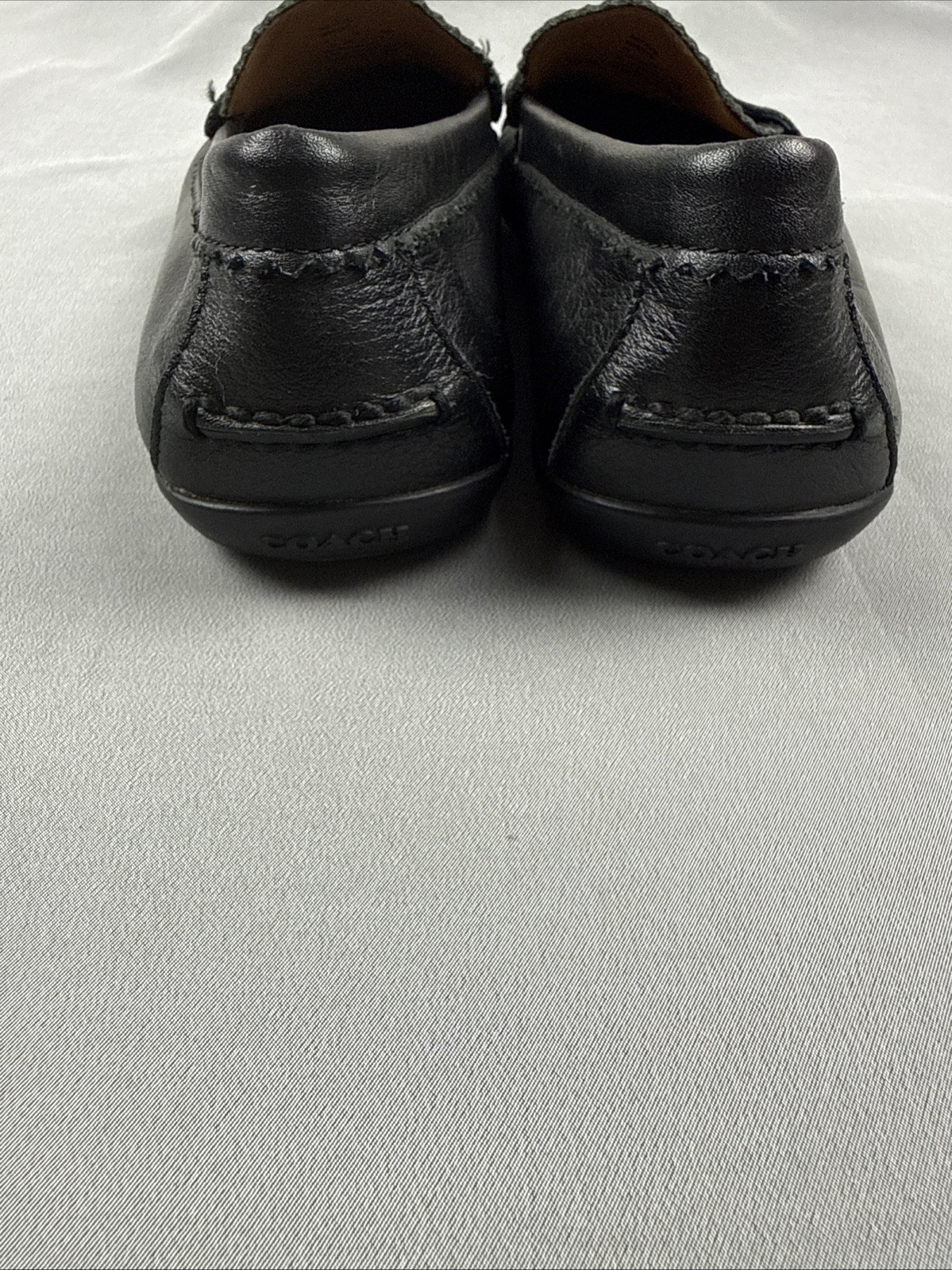 Coach Odette Black Leather Loafers Women’s 7.5B Slip On Flats Shoes