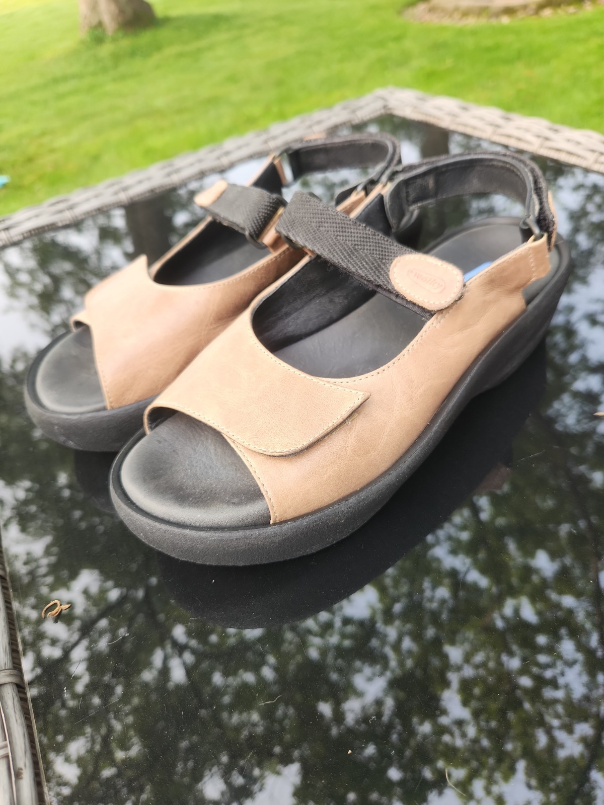 Wolky JEWEL Sandal Tan Brown Smooth Leather Sz EU 39 US 8.5 Comfort Walking Shoe