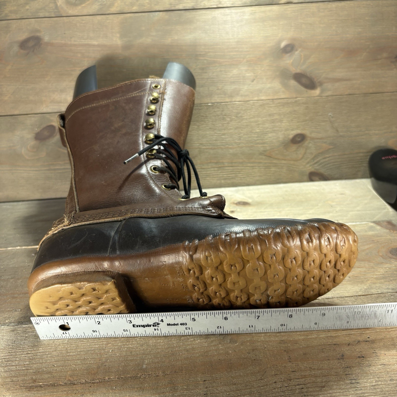 Ll bean duck boots womens size 7 shoes brown tall leather waterproof hunting