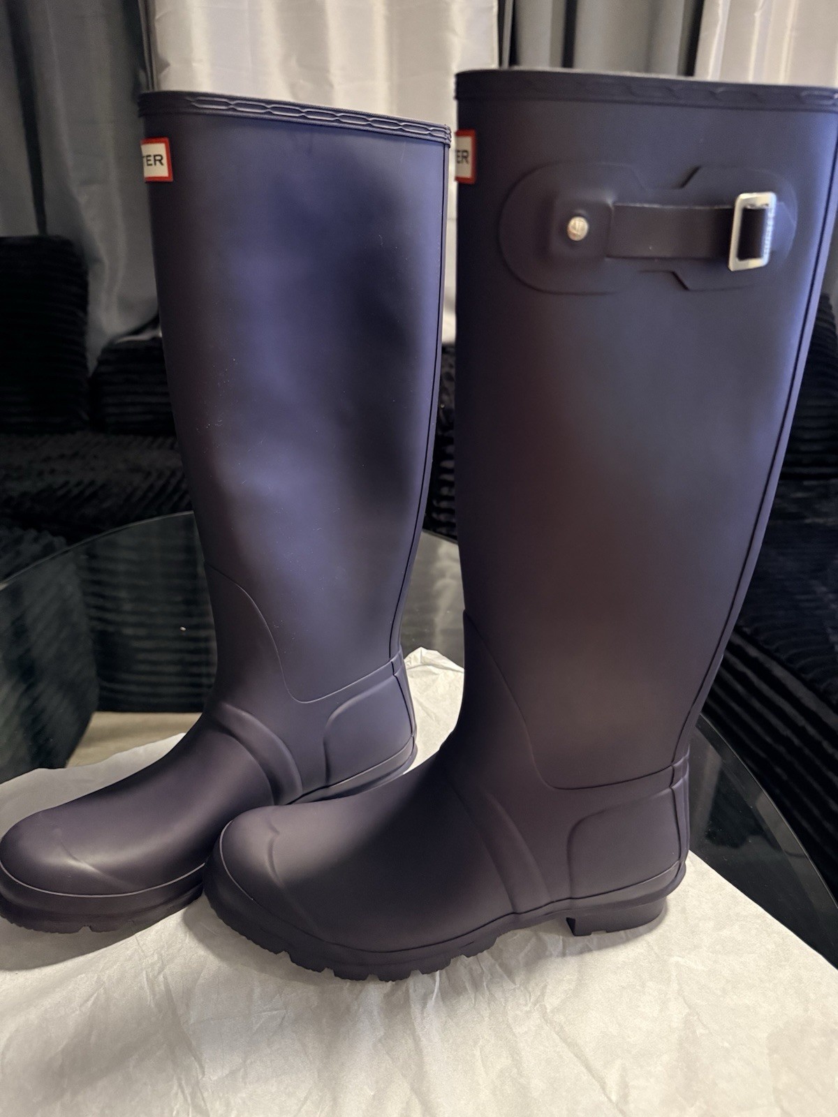 Hunter Original Tall Rain Boots Dark Purple Plum Women Size 10 Waterproof EU 41