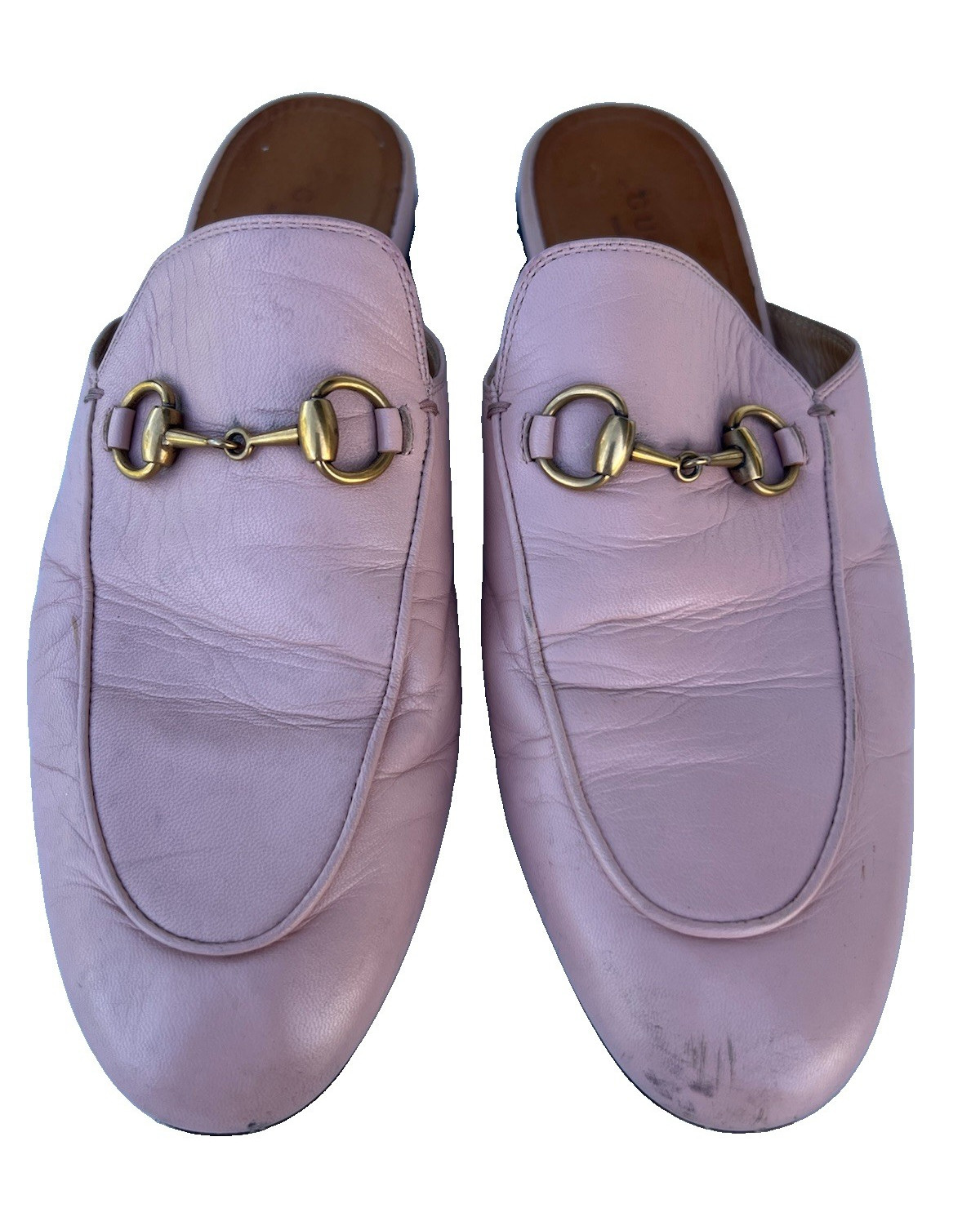 Gucci Women’s Pink Leather Horsebit Slip-On Mule Loafer Flats US 6
